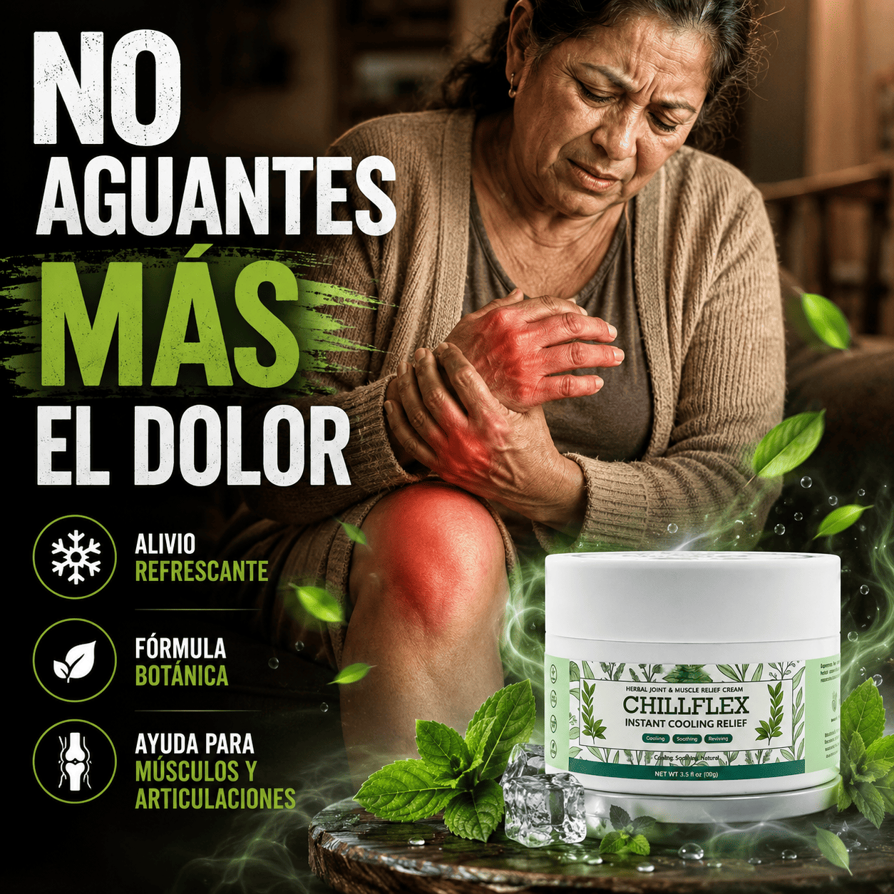 Pomada ChillFlex para aliviar en minutos el dolor muscular y articular