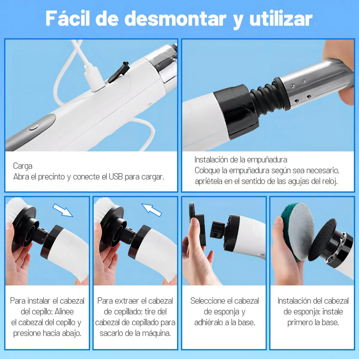Cepillo de Limpieza Eléctrico MultiClean 9 en 1  | LIMPIEZA PROFUNDA TOTAL EN MINUTOS