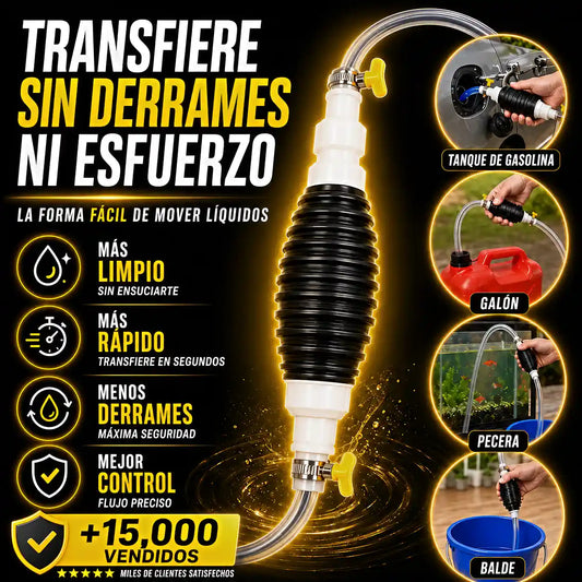 Bomba Sifón de Gasolina: Pasa líquidos sin ensuciarte ni desperdiciar