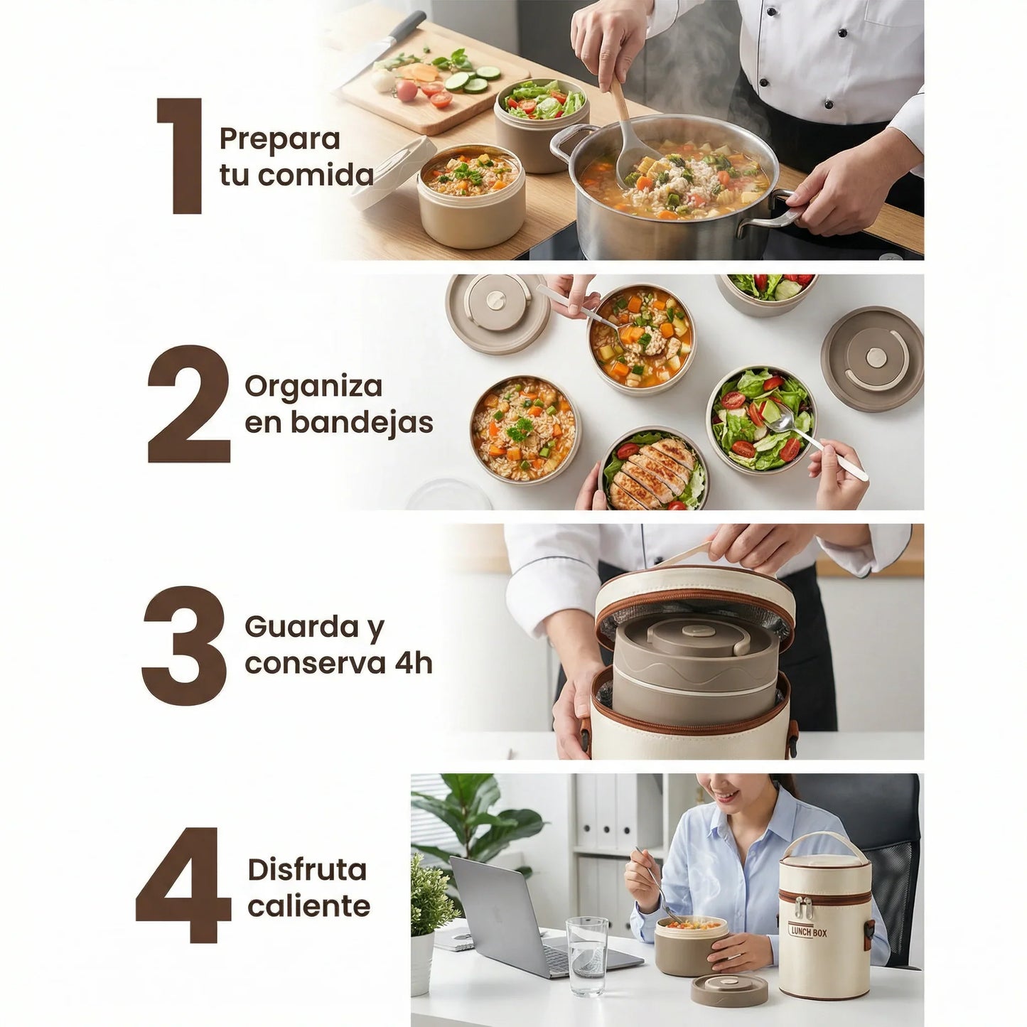 Lonchera LUNCH BOX® Térmica Portátil - Con 3 Toppers Para Jornadas Largas