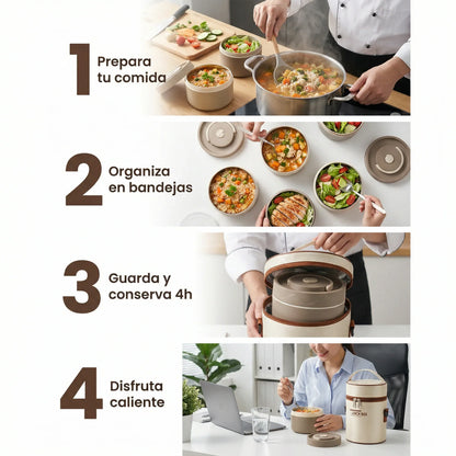 Lonchera LUNCH BOX® Térmica Portátil - Con 3 Toppers Para Jornadas Largas