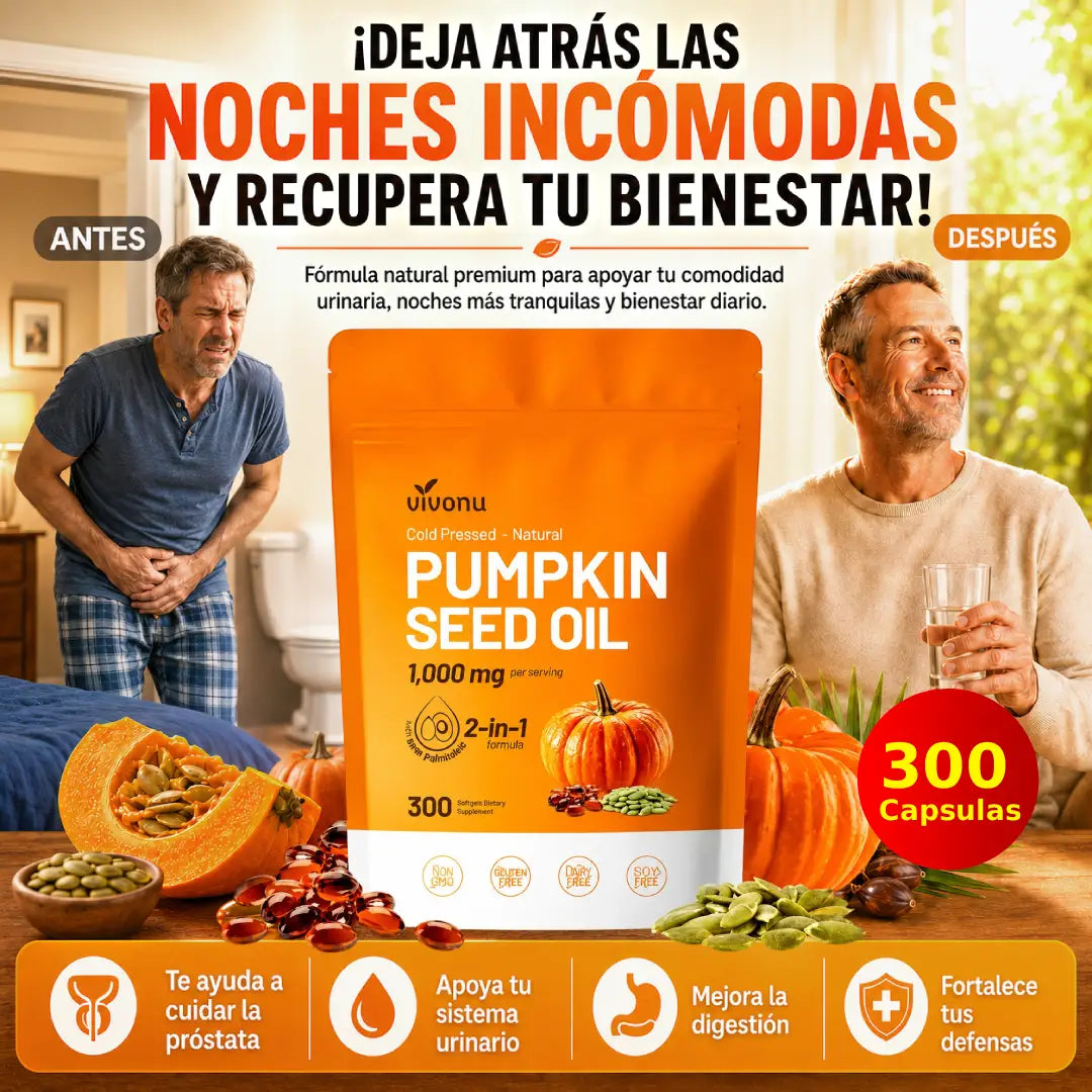 Suplemento Semillas de Calabaza 300 | Apoya Tu Bienestar Urinario y Masculino de Forma Natural