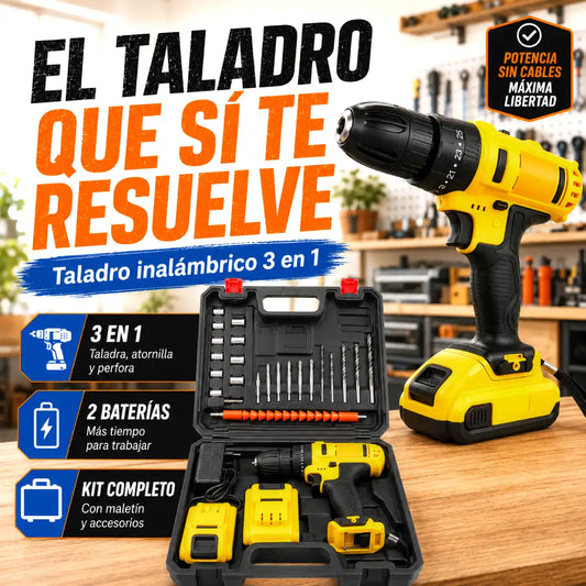 KIT Taladro Inalámbrico 2 Baterías: Resuelve trabajos del hogar en minutos