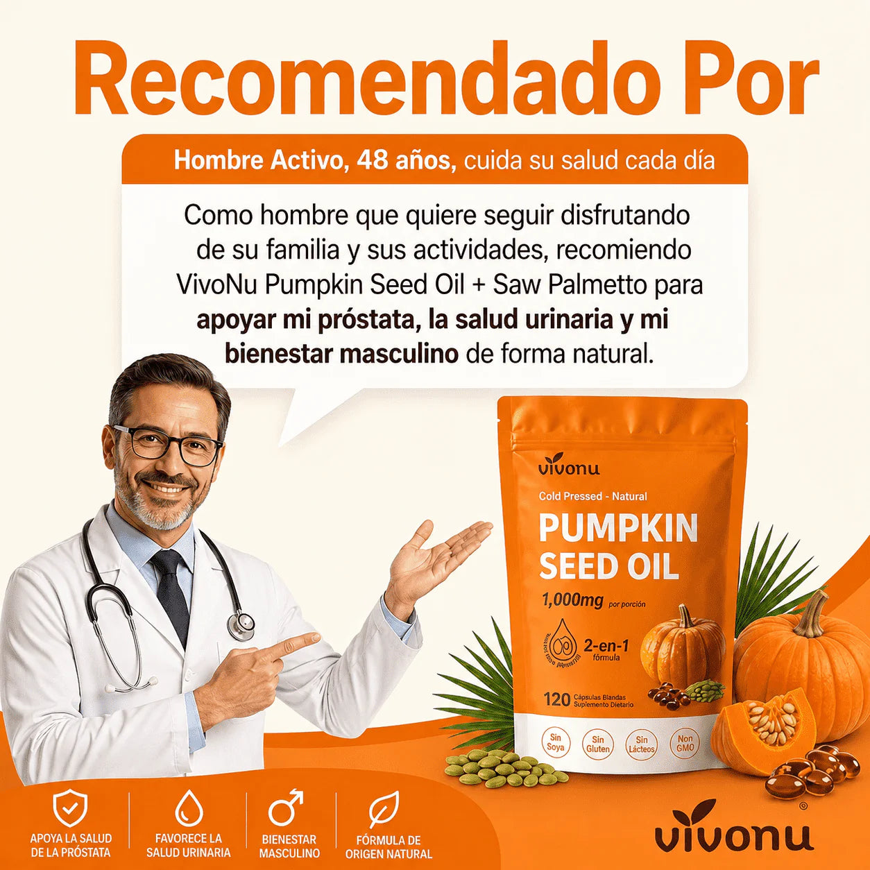 Suplemento Semillas de Calabaza 300 | Apoya Tu Bienestar Urinario y Masculino de Forma Natural