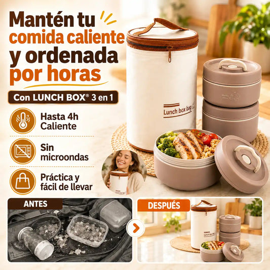 Lonchera LUNCH BOX® Térmica Portátil - Con 3 Toppers Para Jornadas Largas
