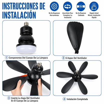 VentiLux® | Ventilador y Lampara 2 en 1 | Sin cables, Sin esfuerzo, Sin calor
