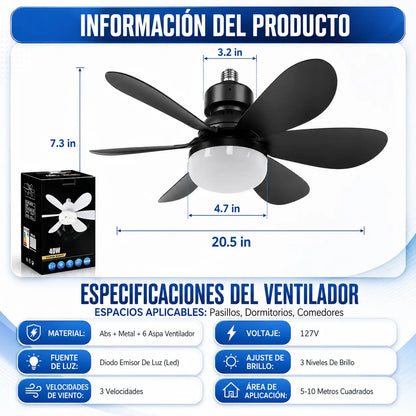 VentiLux® | Ventilador y Lampara 2 en 1 | Sin cables, Sin esfuerzo, Sin calor