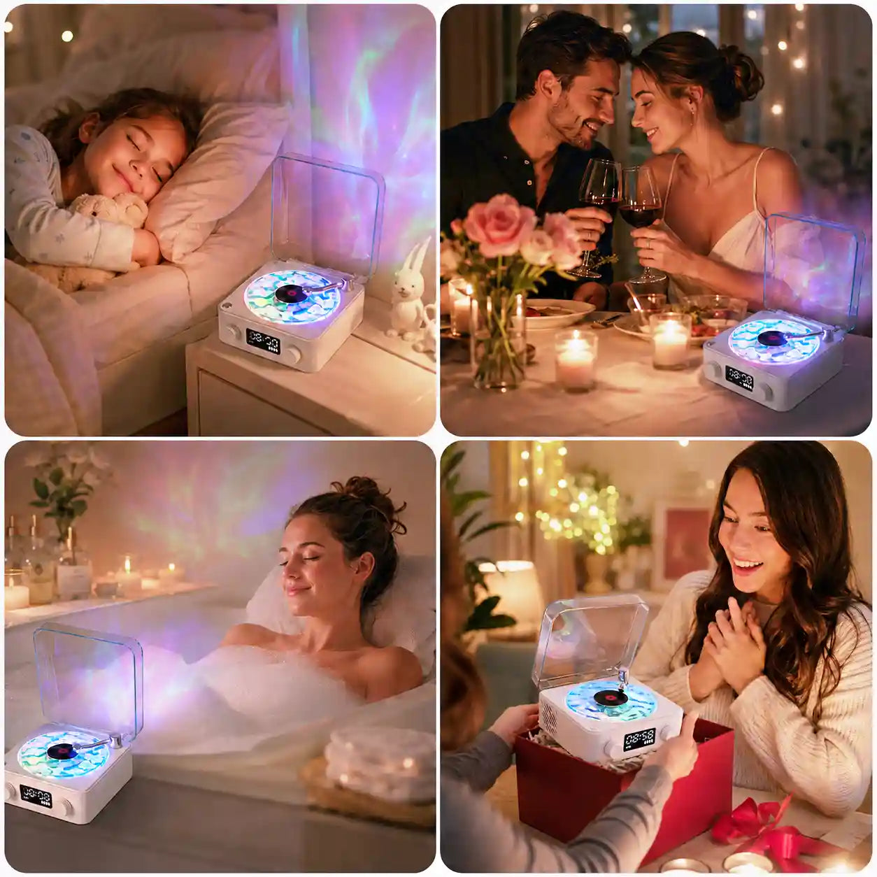 Bocina Tocadiscos Bluetooth: Música, Luz, Decoración, Reloj, TODO en 1 ✨