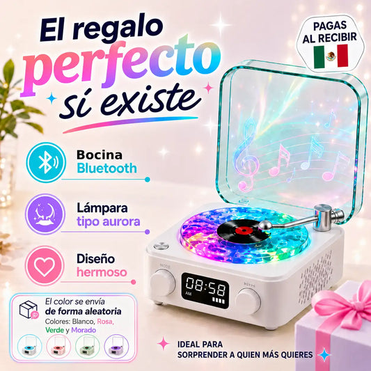 Bocina Tocadiscos Bluetooth: Música, Luz, Decoración, Reloj, TODO en 1 ✨