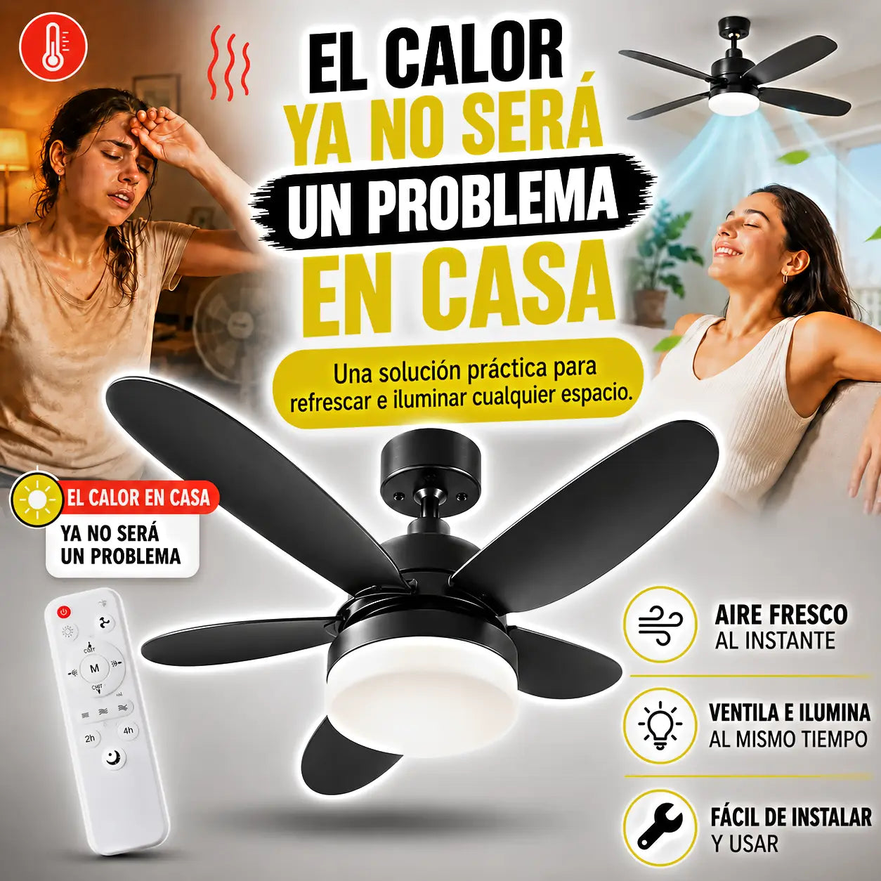 VentiLux® | Ventilador y Lampara 2 en 1 | Sin cables, Sin esfuerzo, Sin calor